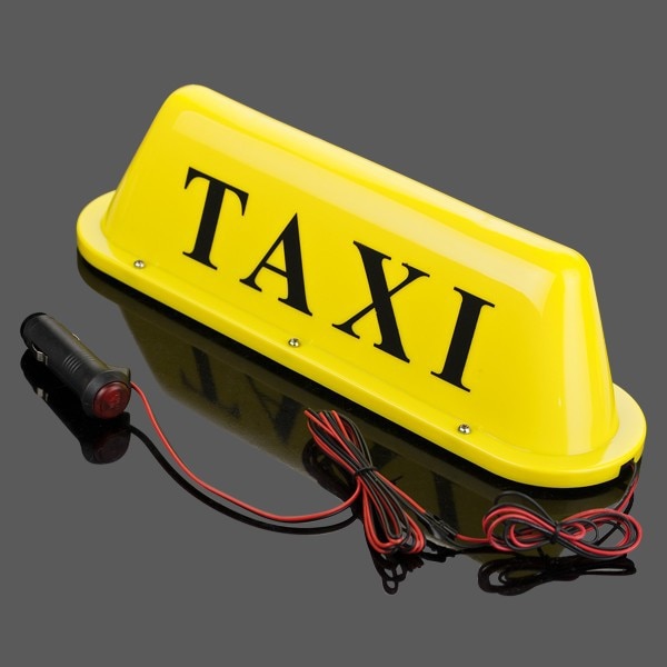 Large Waterproof Yellow Taxi Top Light w/ Magnetic Base & 10Ft 12V Power Cable