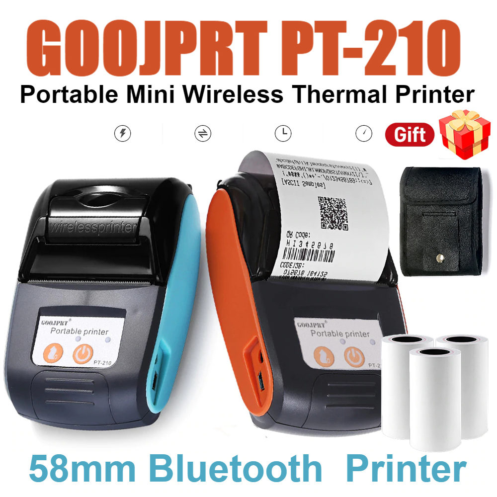 Goojprt Pt 210 Portable Mini Wireless Thermal Printer With Free Case