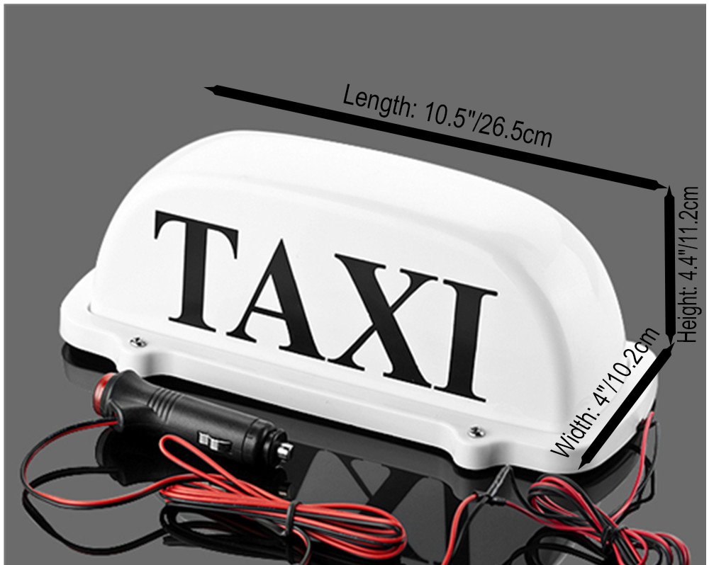 Small Waterproof White Taxi Top Light With Magnetic Base & 10ft 12v Power Cable2