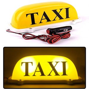 Small Waterproof Yellow Taxi Top Light With Magnetic Base & 10ft 12v Power Cable