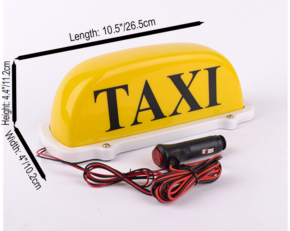 Small Waterproof Yellow Taxi Top Light With Magnetic Base & 10ft 12v Power Cable1