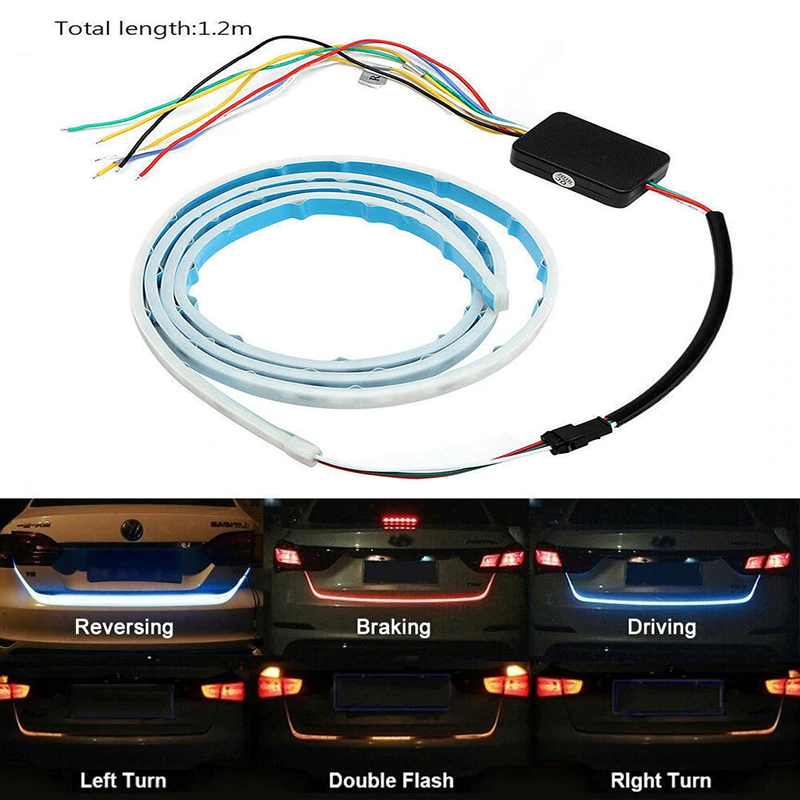 12V Universal 47” Car/Truck Flexible Soft LED Tailgate Strip Lights Bar w/ 5 Light Modes